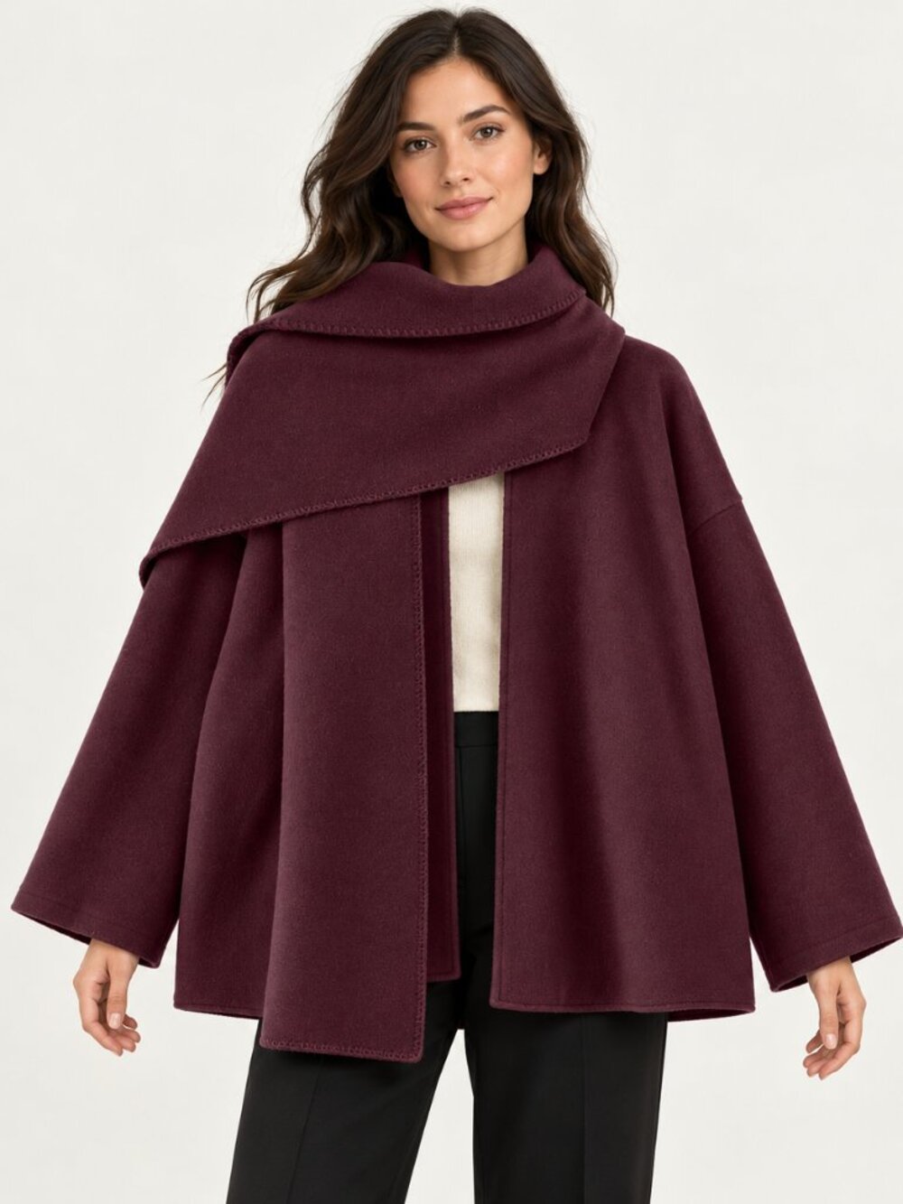 OGL Oversized Scarf Jacket - Plum Berry / S